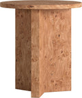 Henn&Hart 20' Scandinavian Round Wooden End Table, Side Table, Nightstand with X-Base for Living Room, Office, Family Room, or Bedroom, Caramel Burl