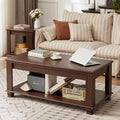 SAVOR LIFE Farmhouse Coffee Tables for Living Room,Square Living Room Tables with Open Storage Shelf,Large Modern Coffee Table,Rustic Brown Center Table,Walnut