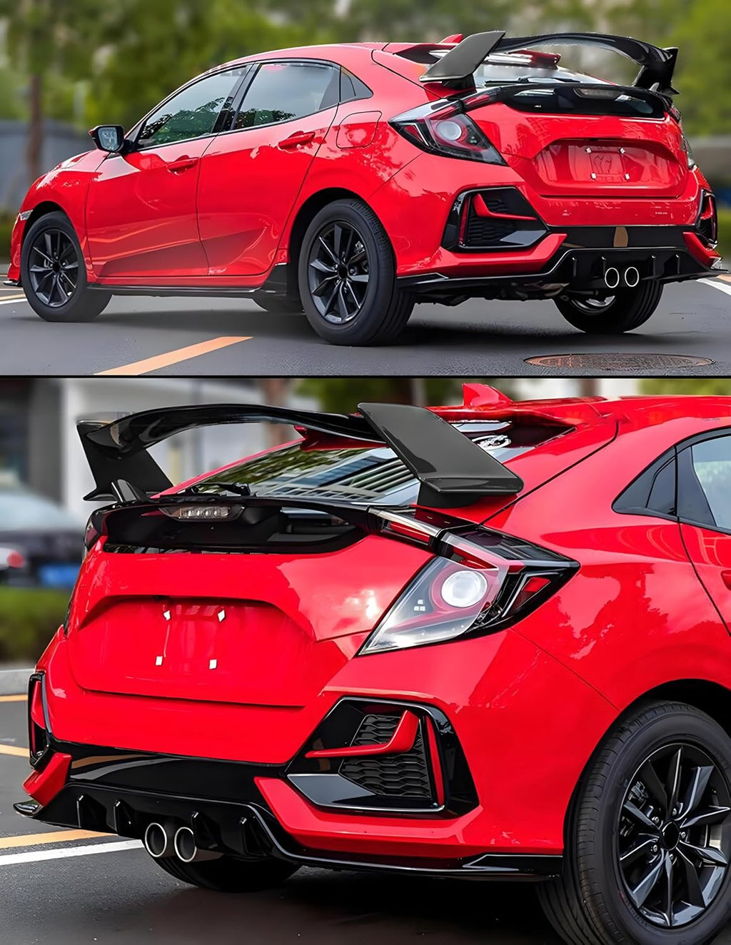 STSEV01 Rear Spoiler Wing Fit for Honda Civic Hatchback 2016-2021 EX/EX-L/LX/Sport/Touring (Hatchback Model only), Glossy Black HighKick Duckbill Type R Style DeckLid Lip Exterior Accessories