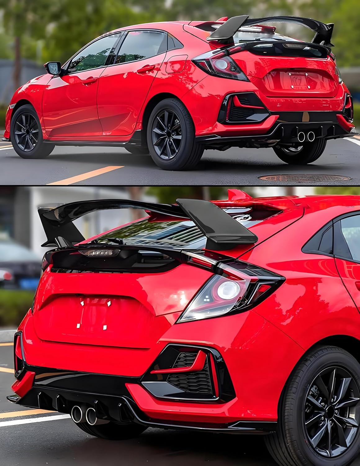 STSEV01 Rear Spoiler Wing Fit for Honda Civic Hatchback 2016-2021 EX/EX-L/LX/Sport/Touring (Hatchback Model only), Glossy Black HighKick Duckbill Type R Style DeckLid Lip Exterior Accessories