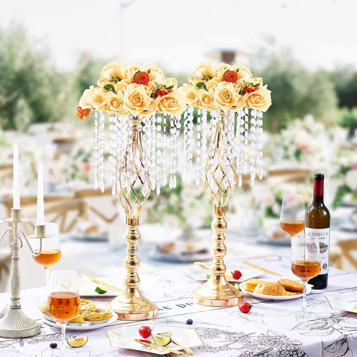 VEVOR Metal Wedding Centerpiece Gold,Crystal,2PCS 55cm/21.65'