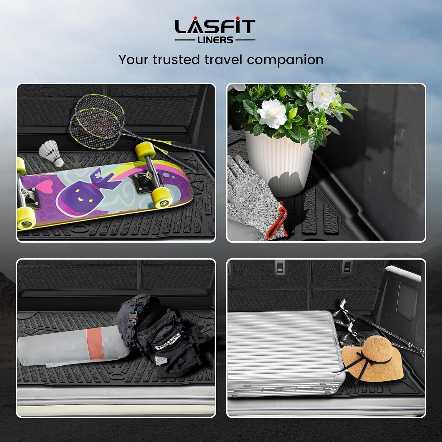 LASFIT Cargo Mat+Rear Back Seat Protector+Underfloor Storage Mat for Ford Bronco 4-Door 2021-2026 TPE All Weather Protection Liners Waterproof Backrest Mat Custom Fit Non-Slip Easy Clean