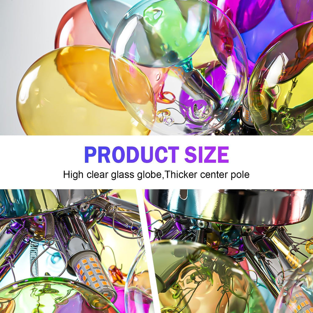 Semi Flush Mount Bubble Chandelier,Close to Ceiling Light Fixtures,16' Modern Bubble Balloon Glass Chandelier with Colorful Globe Glass Shades Pendant Light (Colorful Ceiling, 20 inch)