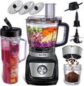 8-Cup Food Processor & Blender Combo, 1000W All-in-One Kitchen Blender for Ice Crushing, Smoothies & Dough, 24oz To-Go Cup, French Fry Cutter, Dishwasher Safe, Black