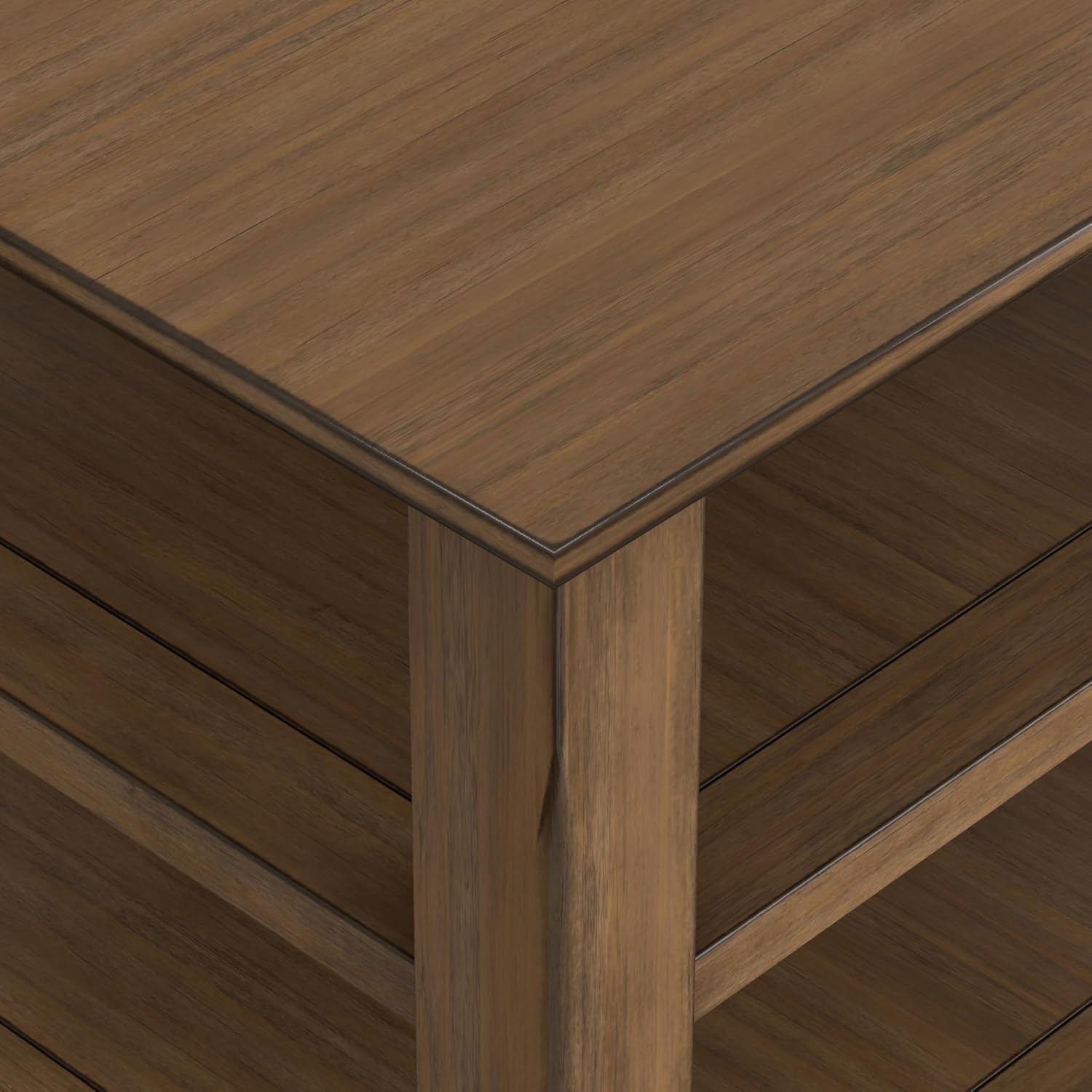 SIMPLIHOME Acadian End Table - 19 inch Wide Solid Wood Square Side Table with 2 Open Shelves in Rustic Natural Aged Brown, Nightstand or Shelving Unit for Living Room or Bedroom with Storage