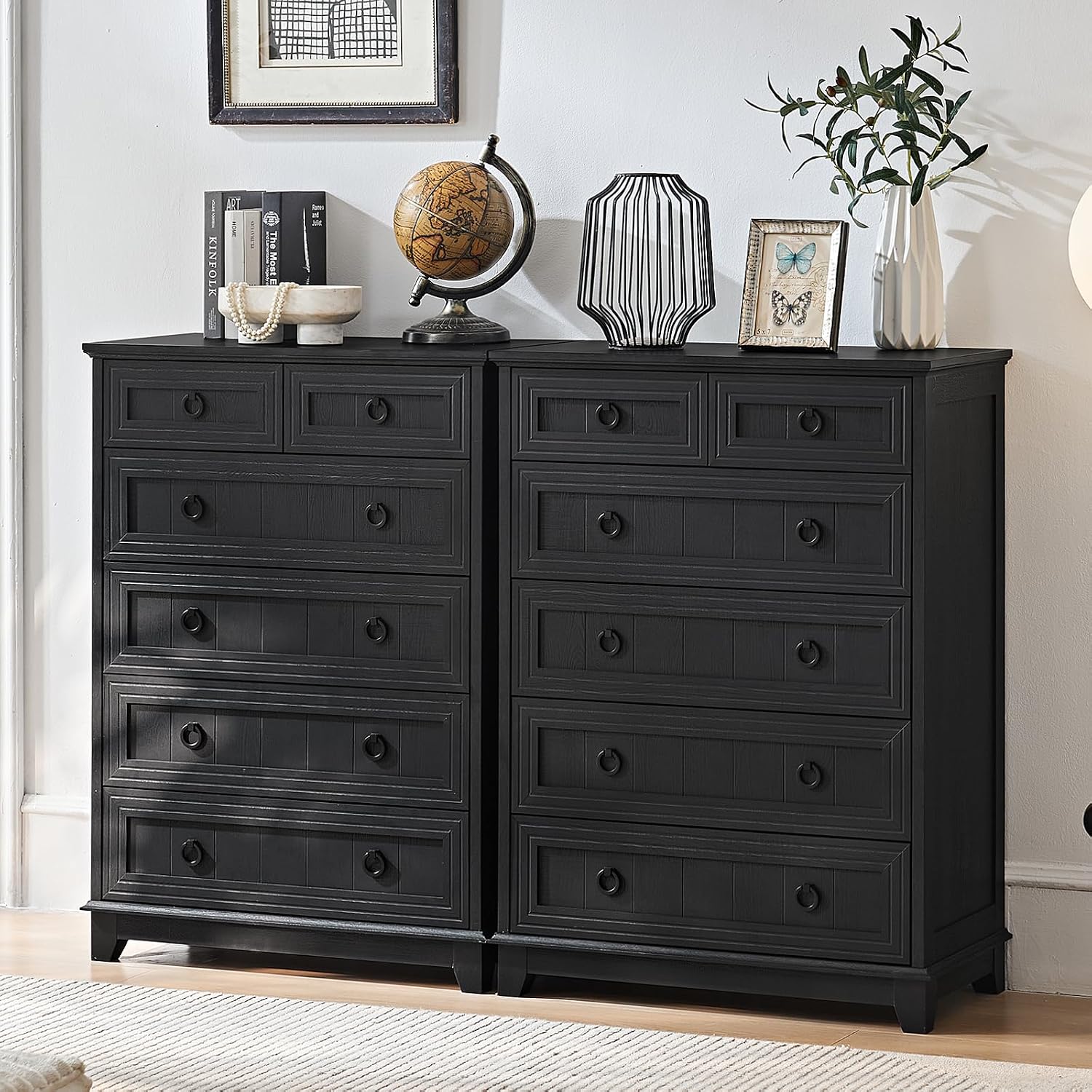 Joaxswe Farmhouse 6 Drawer Dresser for Bedroom, 41' Tall Small Dressers & Chest of Drawers, Rustic Wood Dresser with Metal Handle, Storage Organizer Closet for Living Room, Hallway, Entryway