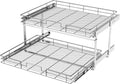 LOVMOR 2 Tier Individual Pull Out Cabinet Organizer 27' W x 21½' D, Slide Out Kitchen Cabinet Storage Sliding Shelves
