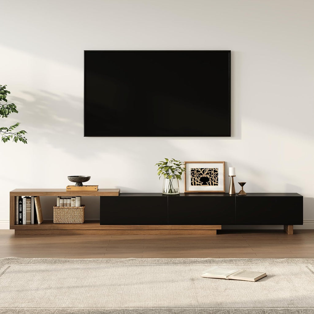 homary Extendable TV Stand, Adjustable Width Modern Media Console with 3 Drawers, Premium MDF Entertainment Center for 71–100 Inch TVs, Living Room & Apartment