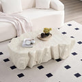 48.62' Coffee Table Modern Unique Shape Fiberglass Center Table for Living Room Apartment Office, No Need Assembly, Beige Tree Root Texture Pattern