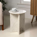 JONATHAN Y MTB1103A Javier 17.75' Contemporary Natural Marble Handmade X-Shaped End Table for Living Room, Bedroom, Bathroom, White