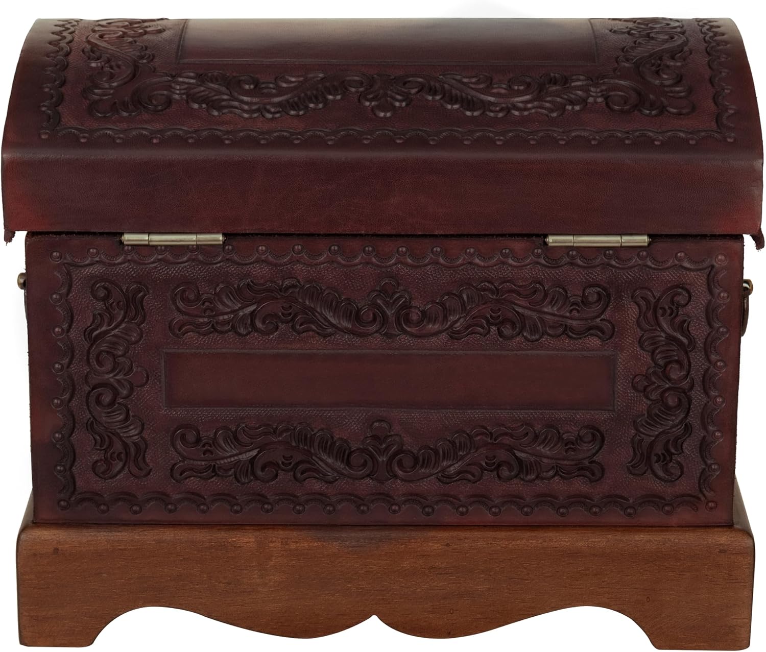 NOVICA Colonial Wood And Leather Jewelry Box, Brown 'Colonial Treasure'
