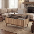 Giantex Lift Top Coffee Table with Storage, 35.5' Mid Century Modern Center Table with Solid Wood Leg & Hidden Compartment, Minimalist Fluted Living Room Table for Home Office, Oak