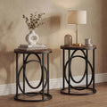 LITTLE TREE 20' Round End Table with Thick Wood Top，Modern Sofa Side Table with Gold O-Shaped Base, Midcentury Accent Table Cocktail Table Nightstand for Living Room Bedroom, 2PCS