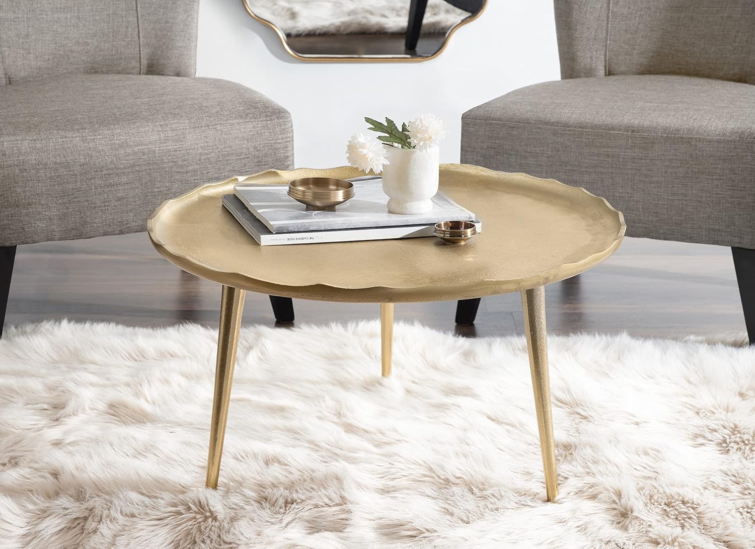 Kate and Laurel Alessia Modern Coffee Table, 26 x 26 x 15, Gold, Metal Coffee Table with Antique Detailing for Storage and Display