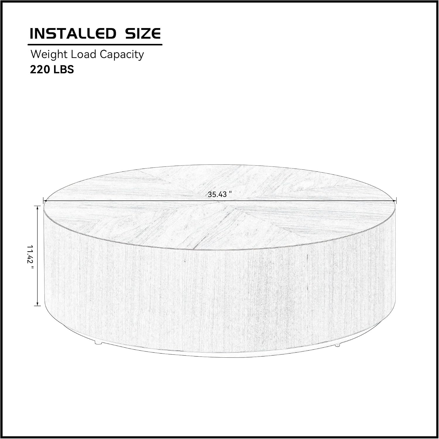 Black Round Coffee Table for Living Room Modern Drum Coffee Table Wood Circle Coffee Table Contemporary Center Table for Apartment, No Need Assembly (MDF 35.43'' - Black)