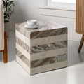 JONATHAN Y MTB1101C Felix 15.5' Contemporary Natural Marble Handmade Cube End Table, Side Table for Living Room, Bedroom, Bathroom, Beige/White/Gray