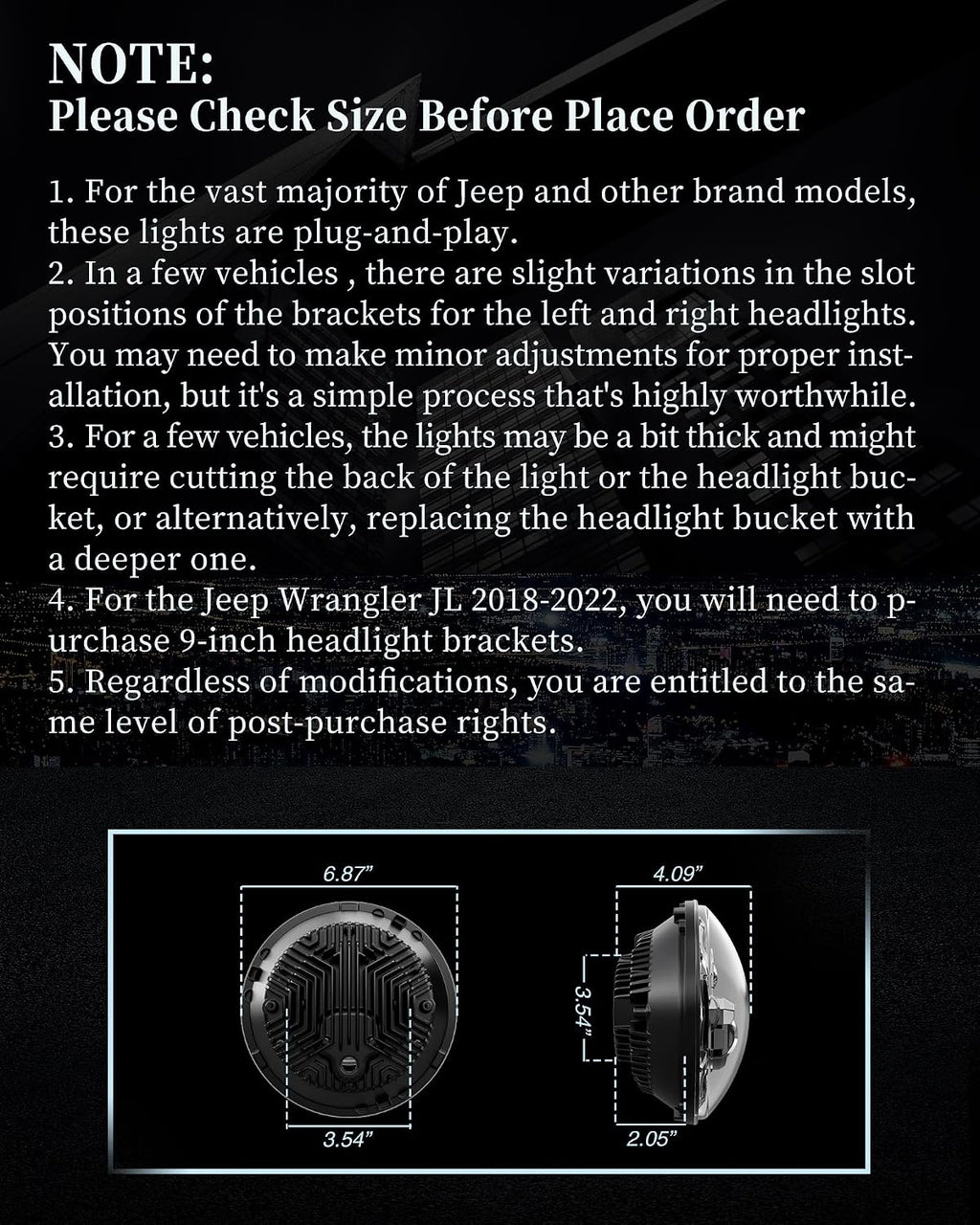 HWSTAR Pair New 1000% Bright Anti-glare 7 Inch Led Headlights Round Compatible with Jeep Wrangler JK JKU TJ LJ Chevy Ford GMC Dodge Mazda Nissan Mack VW etc DOT Approved H6024 Hi/Low Sealed Beam