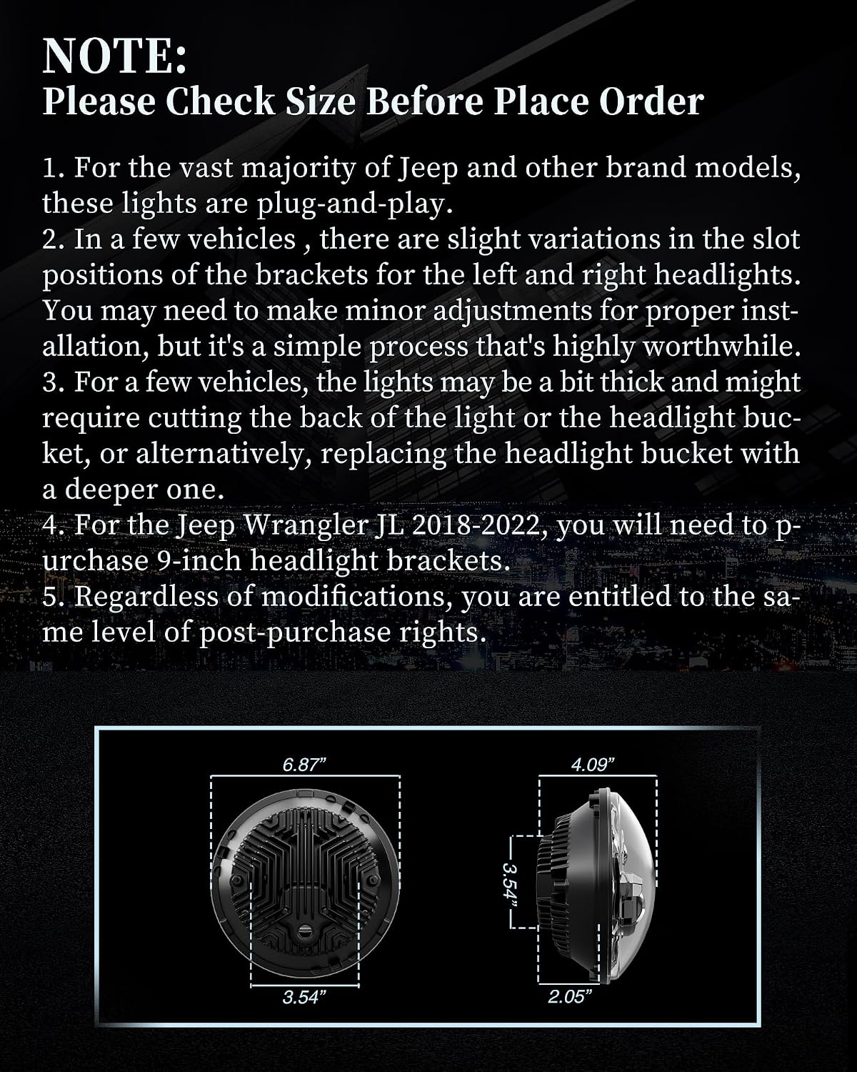 HWSTAR Pair New 1000% Bright Anti-glare 7 Inch Led Headlights Round Compatible with Jeep Wrangler JK JKU TJ LJ Chevy Ford GMC Dodge Mazda Nissan Mack VW etc DOT Approved H6024 Hi/Low Sealed Beam