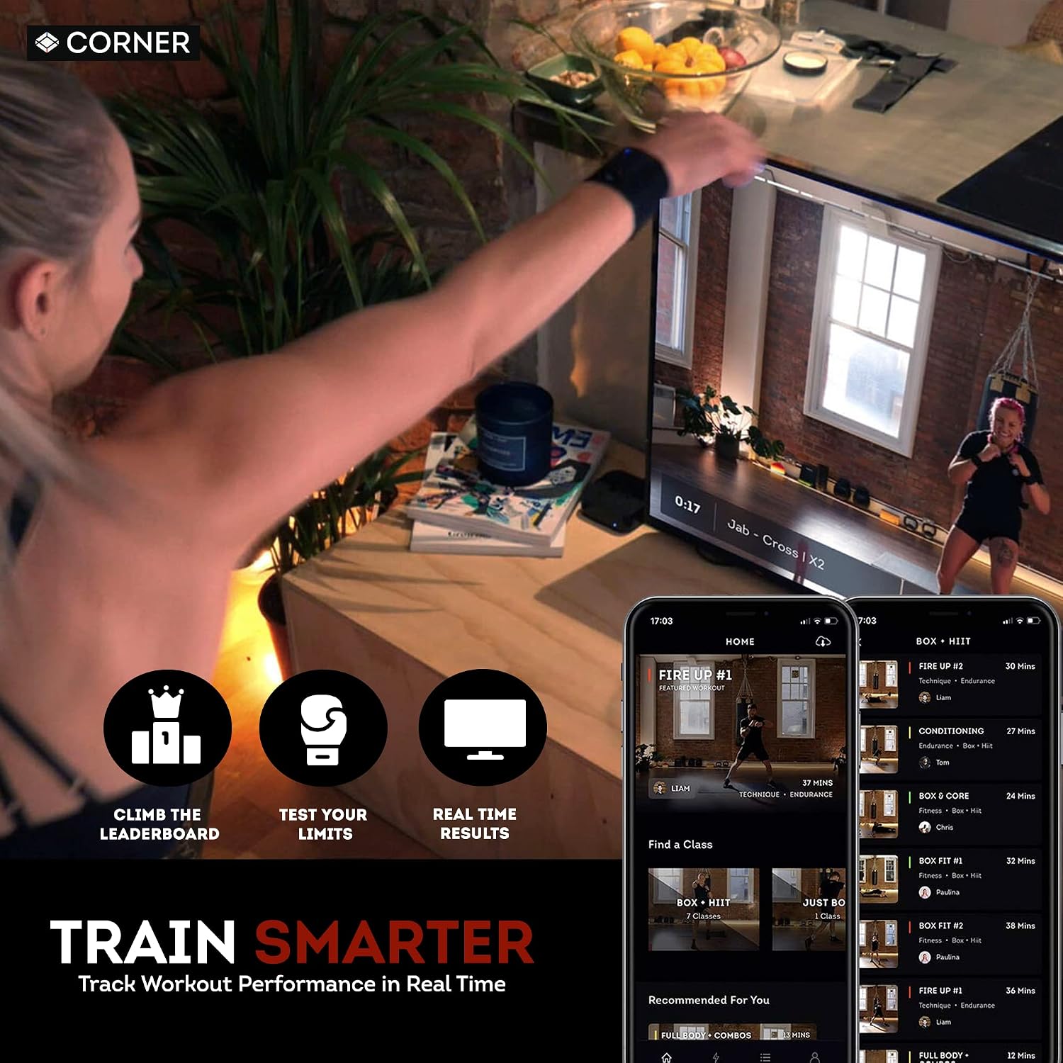 Corner Boxing Smart Punch Trackers - Measure Accurate Punch Count, Speed & Power Performance in Real Time – Stay Motivated at Home & in The Gym - Bluetooth Compatible with iOS & Android