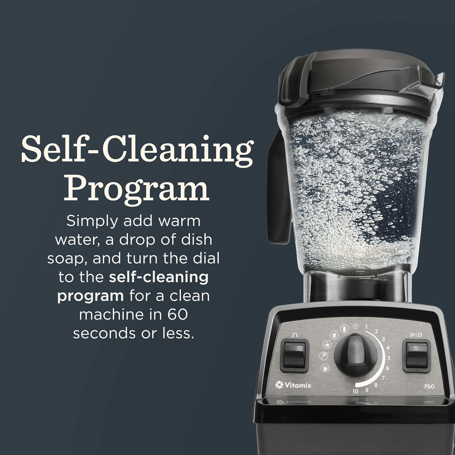 Vitamix Propel Series 750 Blender with Four Blending Programs, Self-Cleaning Program, Professional-Grade Blender for Smoothies, Soups and More, Stainless-Steel Blades, 64 Oz Container, White