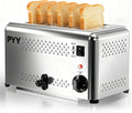 PYY Professional Commercial 6 Slice Toaster - 1800W Stainless Steel Heavy Duty Toaster, 6 Browning Levels, 1.1' Wide Slots, Removable Crumb Tray for Bagels Bread Waffles (Commercial & Home Use)