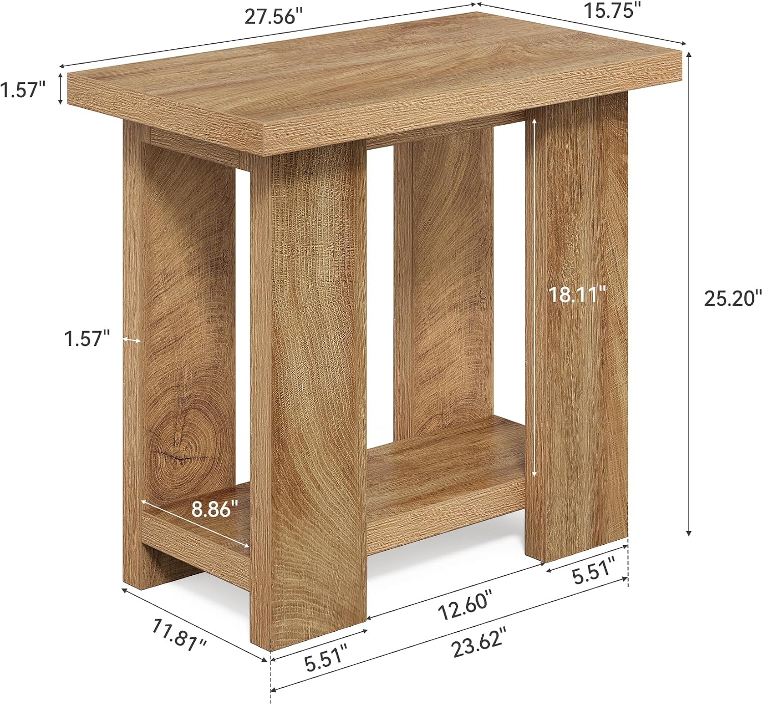 LITTLE TREE 2-Tier Side Table, Set of 2 Farmhouse End Table with Storage Shelves, Small Nightstand Wooden Beside Table Bed Side Table for Small Spaces, Living Room, Bedroom, Brown