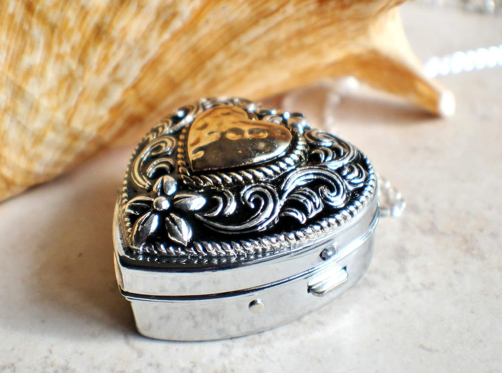 Bronze and Silver Heart Music Box Locket