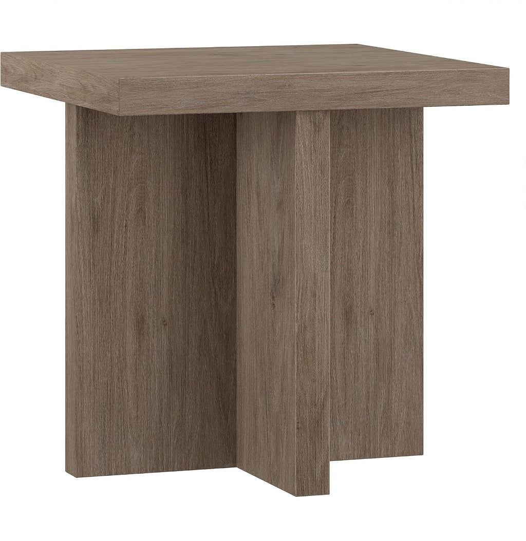 Henn&Hart 22' Scandinavian Square Wooden End Table, Side Table, Nightstand with X-Base for Living Room, Office, Family Room, or Bedroom, Weathered Gray