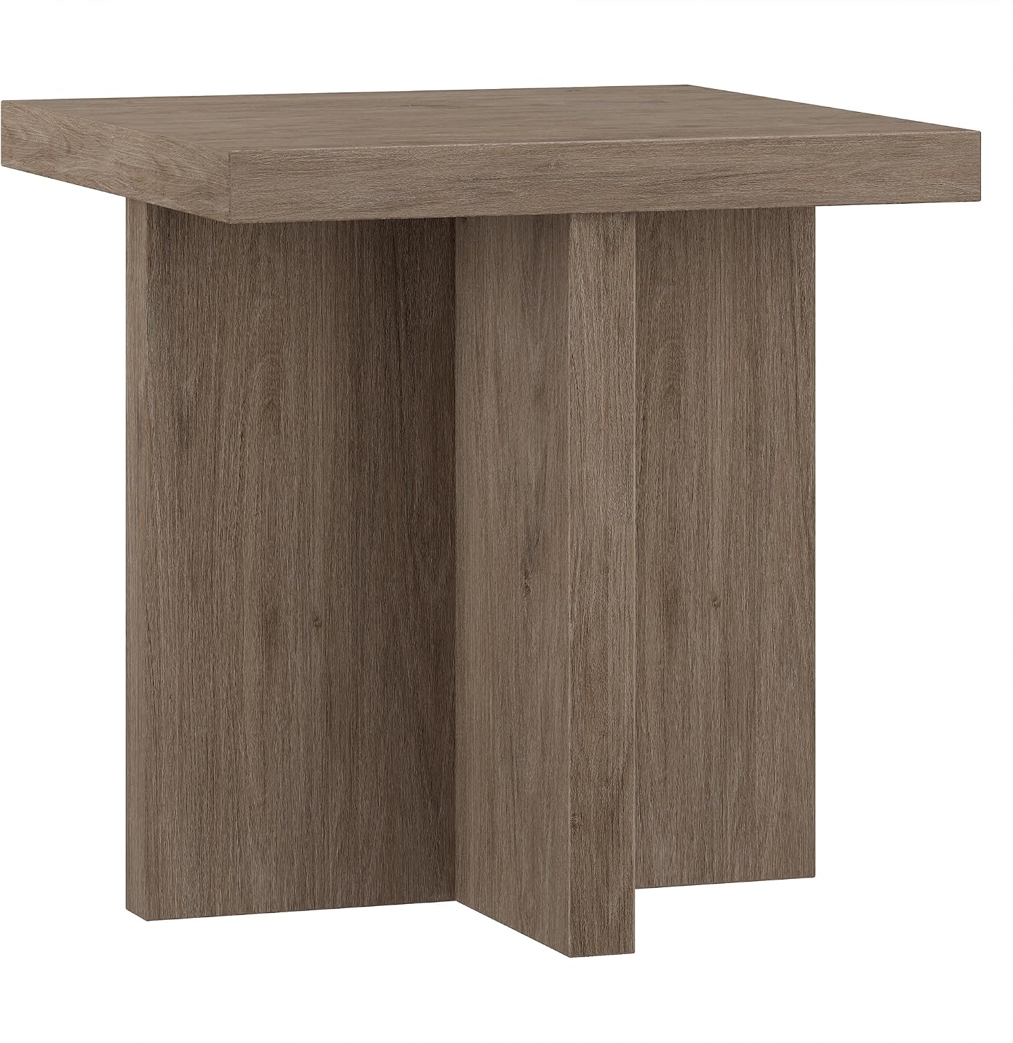 Henn&Hart 22' Scandinavian Square Wooden End Table, Side Table, Nightstand with X-Base for Living Room, Office, Family Room, or Bedroom, Weathered Gray
