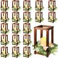 Hushee 60 Pcs Wooden Wedding Lantern Centerpiece Integrated Holders with Candles and Wreaths Rustic Wooden Candle Lantern Decor for Wedding Party Table Valentine Decor (Brown)
