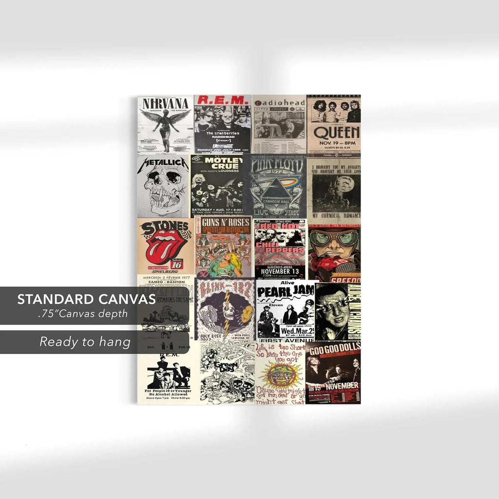 Canvastoria Rock 'n' Roll Legends Wall Art – Iconic Music Canvas Poster Print | Vintage Rock Band Collage for Music Lovers
