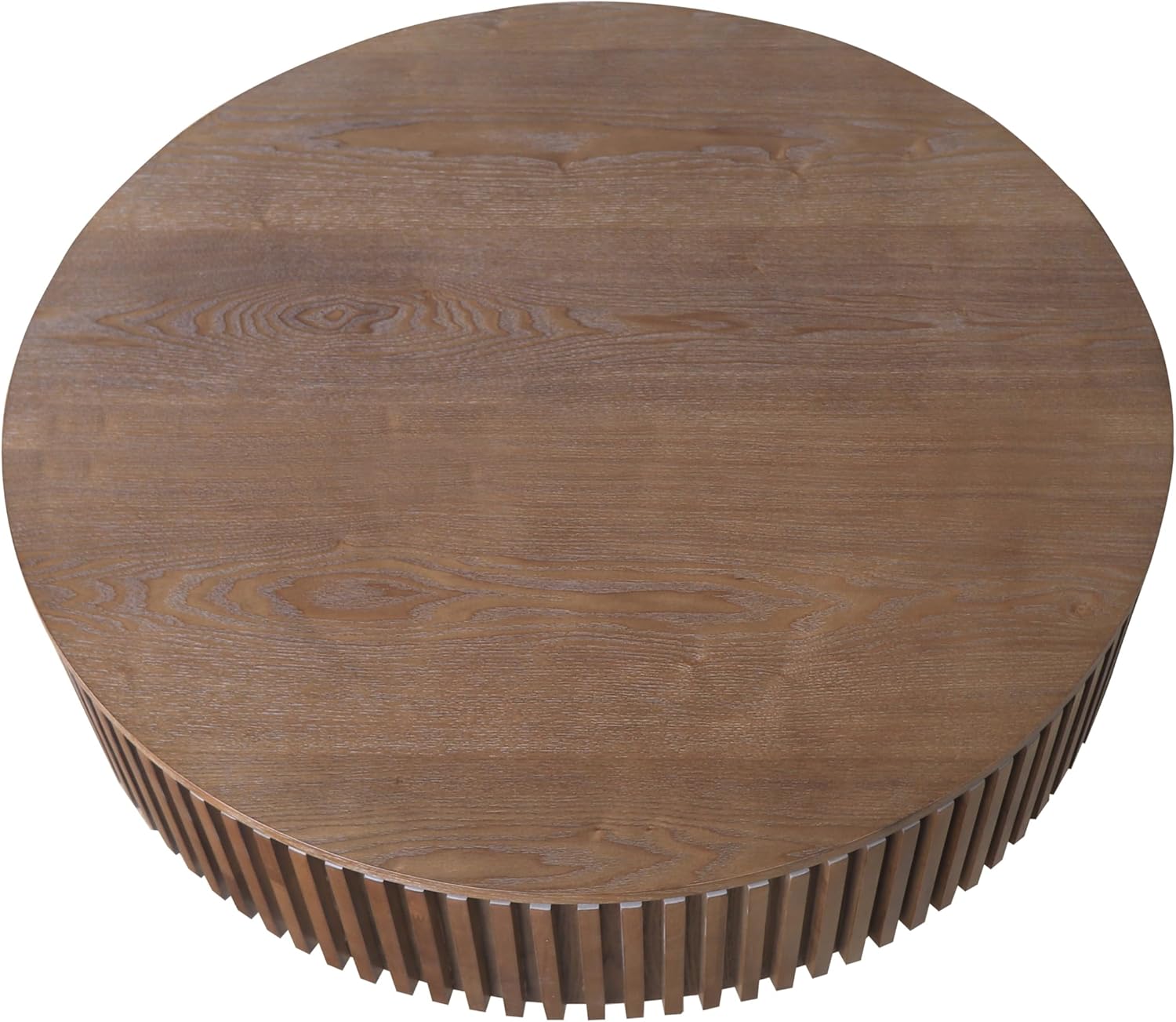 39.37' Round Coffee Table with Storage for Living Room Wood Coffee Table Contemporary Circle Center Table for Apartment, Easy Assembly, Walnut