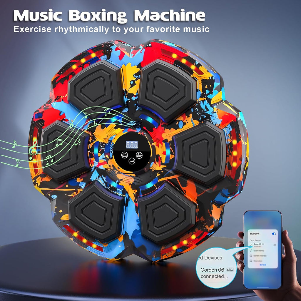 Music Boxing Machine, Smart Music Punching Machine for Adults Kids, Bluetooth Music Sync, Wall-Mounted Workout/Training Equipment with Boxing Gloves, Suitable for Home Gym Office Indoor Exercise