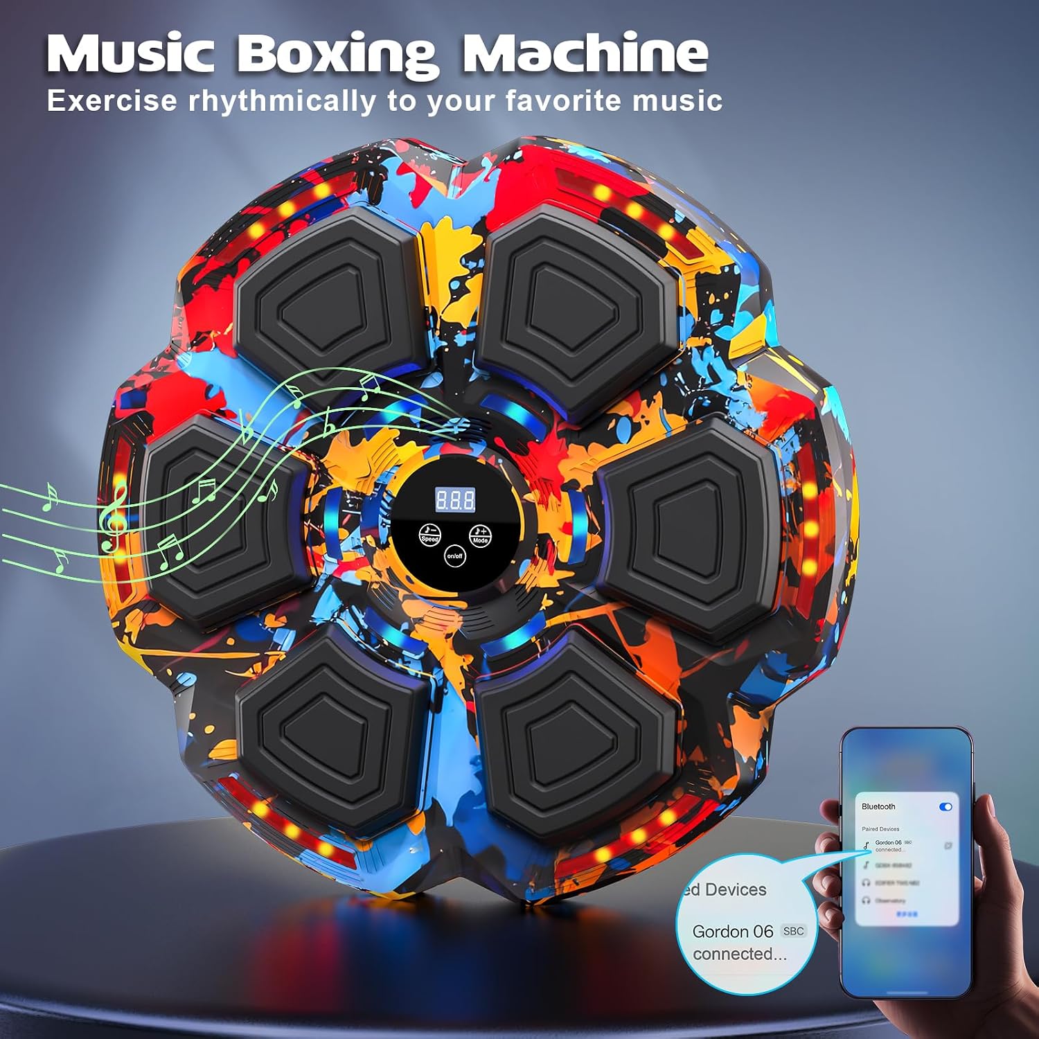 Music Boxing Machine, Smart Music Punching Machine for Adults Kids, Bluetooth Music Sync, Wall-Mounted Workout/Training Equipment with Boxing Gloves, Suitable for Home Gym Office Indoor Exercise