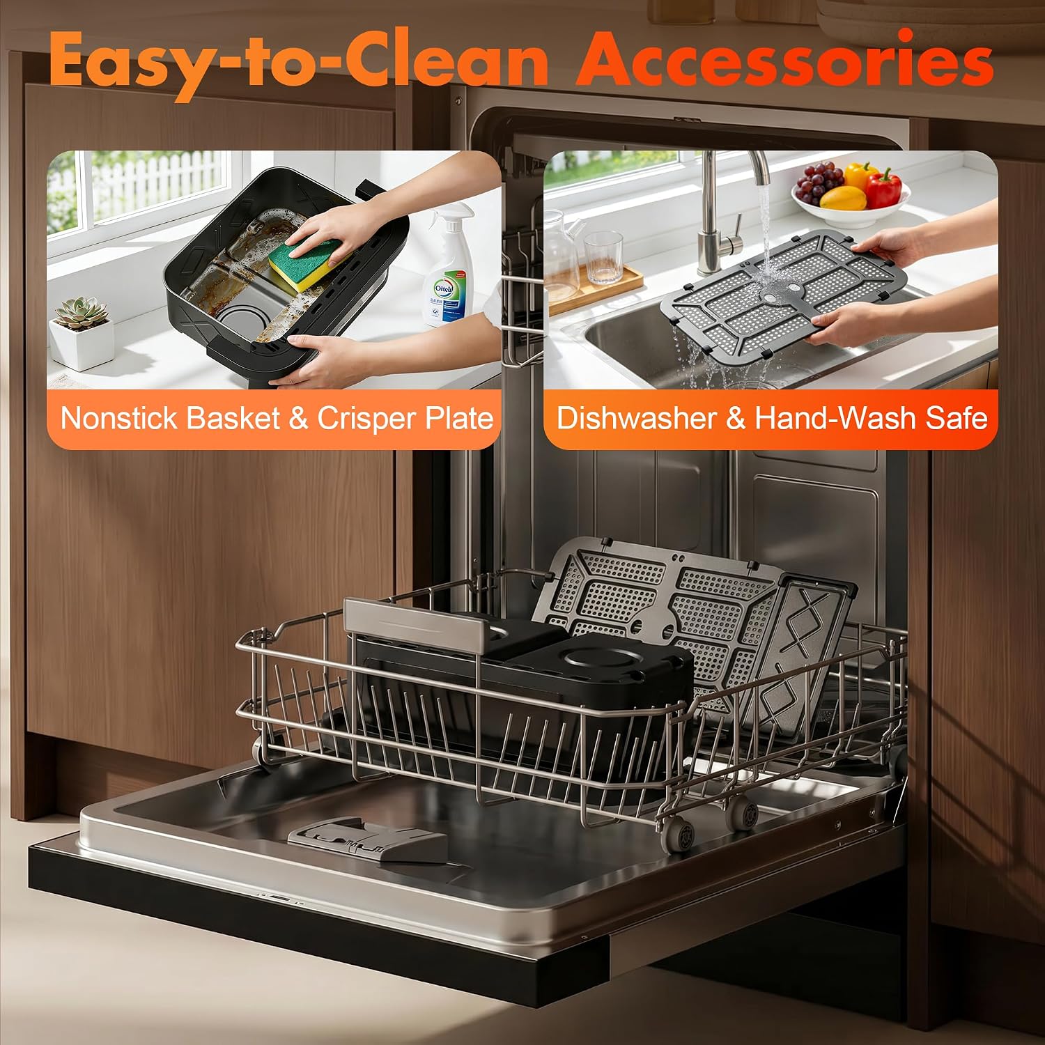 Dual Basket Air Fryers with Flex Basket, 12QT Double Air Fryer with Viewing Window & 50PCS Paper Liners, for 10 People, 12-in-1 Digital Panel with Sync & Light, for Bake, Roast, Reheat,Dishwasher Safe