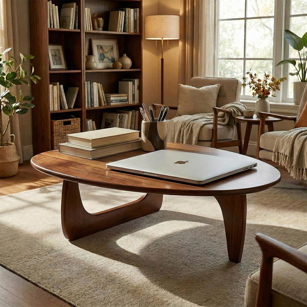 SoulNest Mid Century Small Coffee Table, Walnut Coffee Table for Living Room, Suitable for Living Room, Reception Room or Office (Small, Triangle)