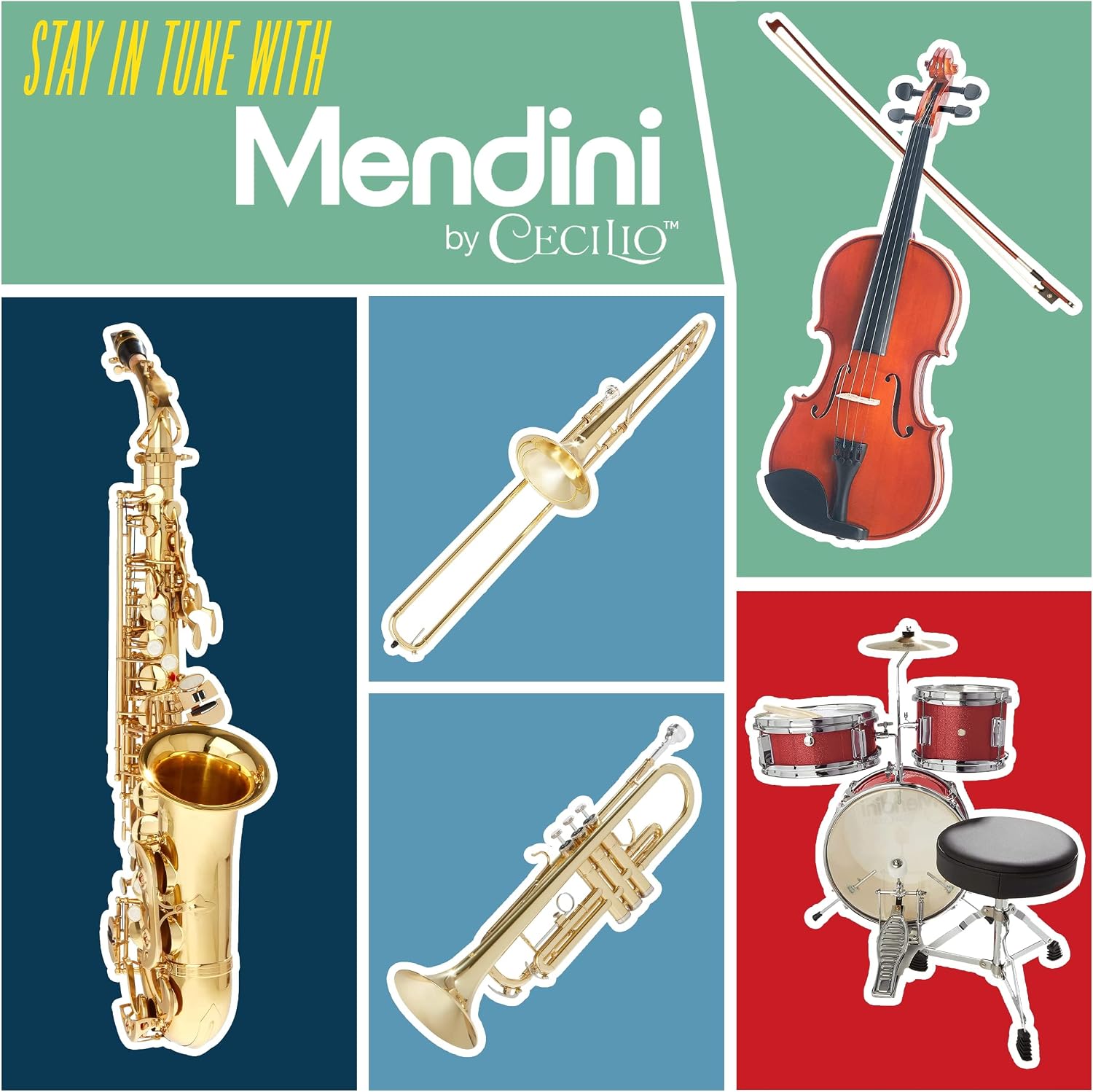 Mendini By Cecilio Violin 4/4 Full Size For Beginners - Fiddle Solidwood Kit with Hard Case - Acoustic Violins with Bow, Rosin, Tuner, Extra Strings & Bridge, Shoulder Rest and Lesson Book (White)