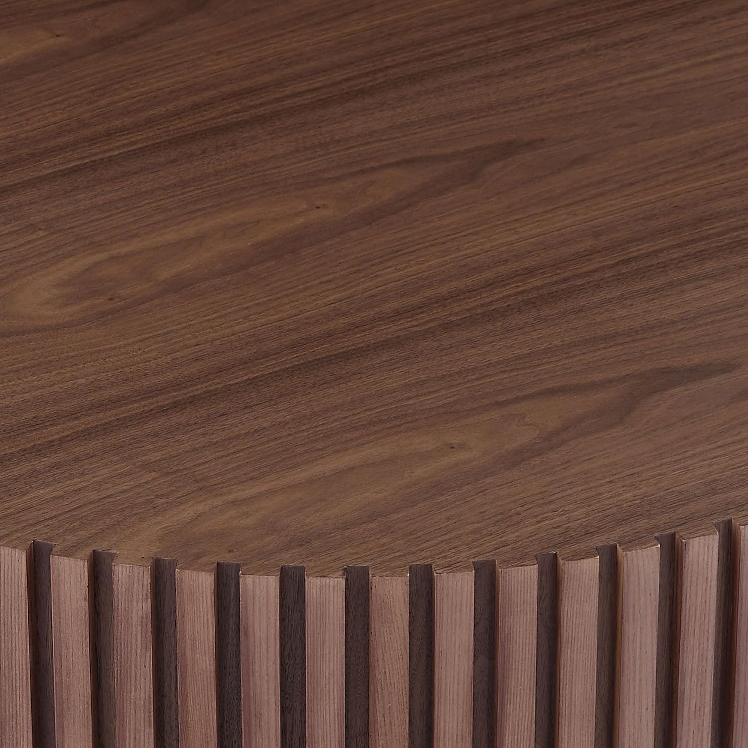 Round Coffee Table for Living Room, Contemporary Circle Wood Coffee Table with Pedestal, Easy Assembly ø35.43'', Walnut