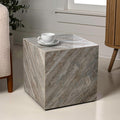 JONATHAN Y MTB1101A Felix 15' Contemporary Natural Marble Handmade Cube End Table for Living Room, Bedroom, Bathroom, Gray/Beige