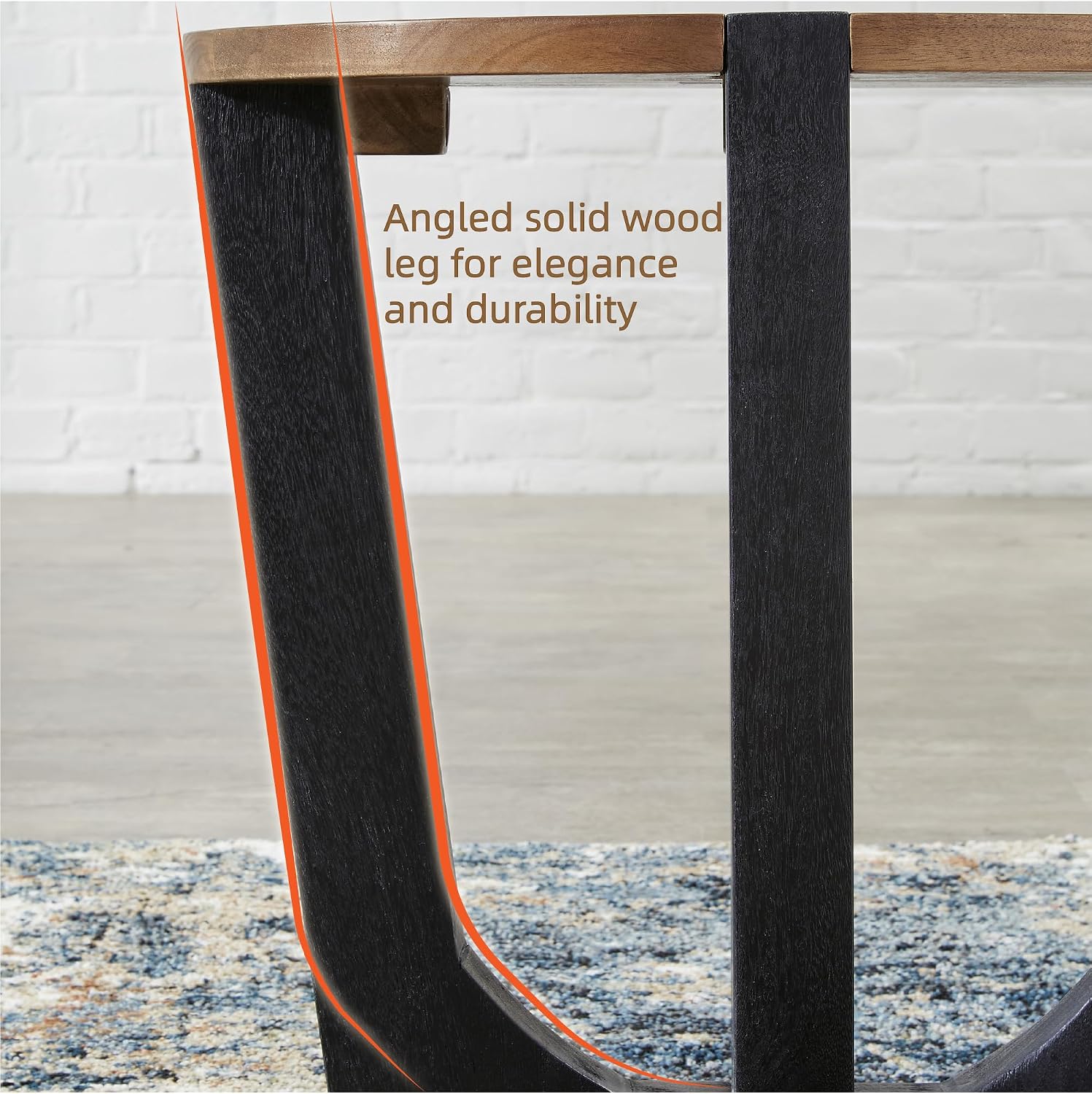 Signature Design by Ashley Hanneforth Farmhouse End Table with Angled Solid Wood Legs, Light Brown & Black