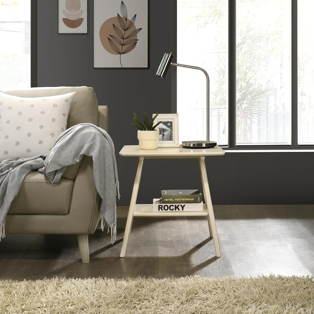 Roundhill Furniture Arona 3-Piece Coffee Table Set, Coffee Table and Two End Tables, Off-White Finish