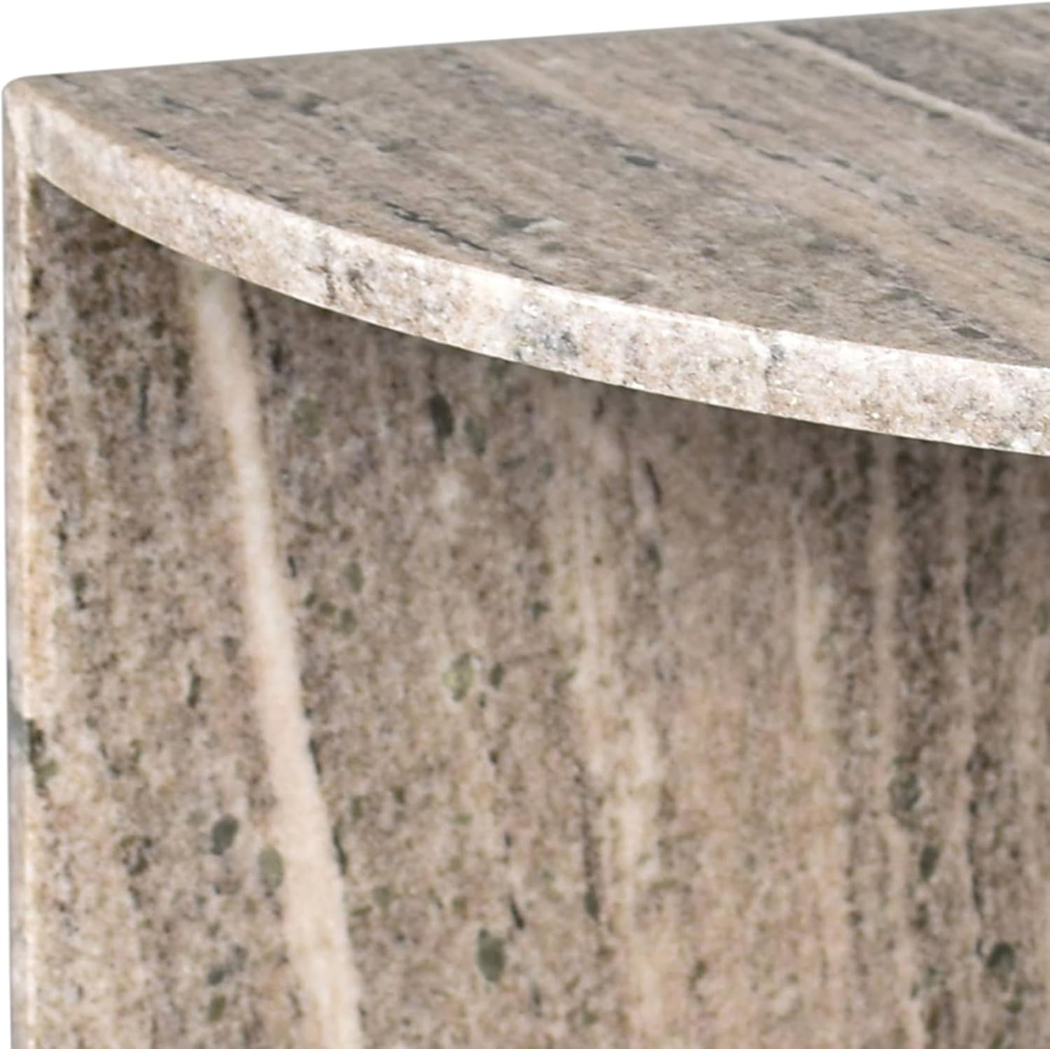 JONATHAN Y MTB1109B Patrice 20' Art Deco Minimalist Natural Marble Handmade Demilune Side Table, Side Table for Living Room, Bedroom, Bathroom, Gray/Beige