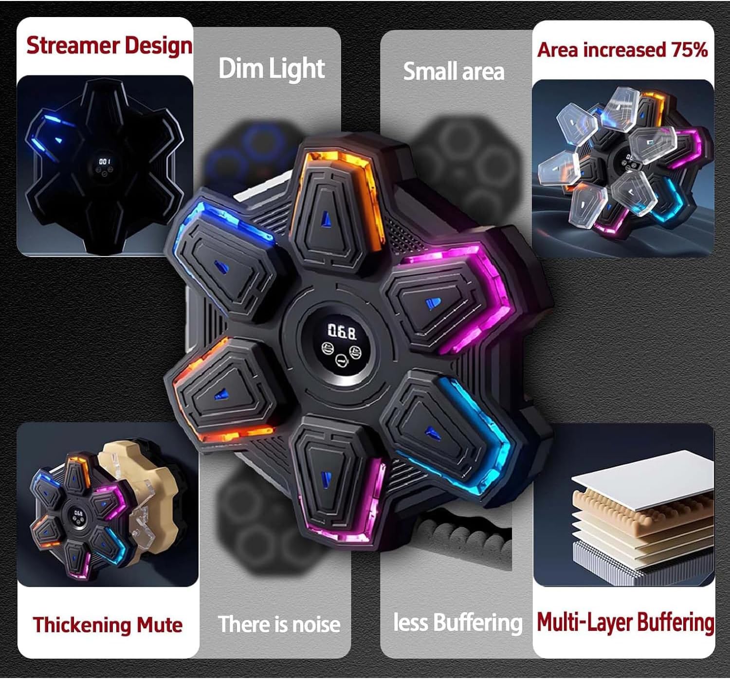 Music Boxing Machine, Smart Music Boxing Machine with 9 Level Speed & Mode Adjustment, Boxing Gloves, Wall Mounted Boxing Machine, Boxing Training Punching for Kids and Adults