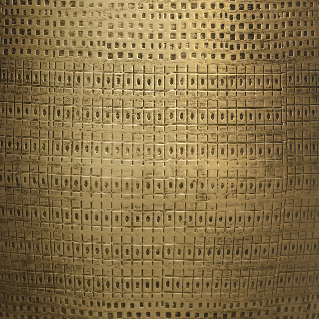 SIMPLIHOME Johnsen Metal Table - 15 inch Wide Solid Iron Round Accent Table in Antique Brass, Boho Side or End Table for Living Room, Bedroom, or Office with Etched Morse Pattern, Assembled