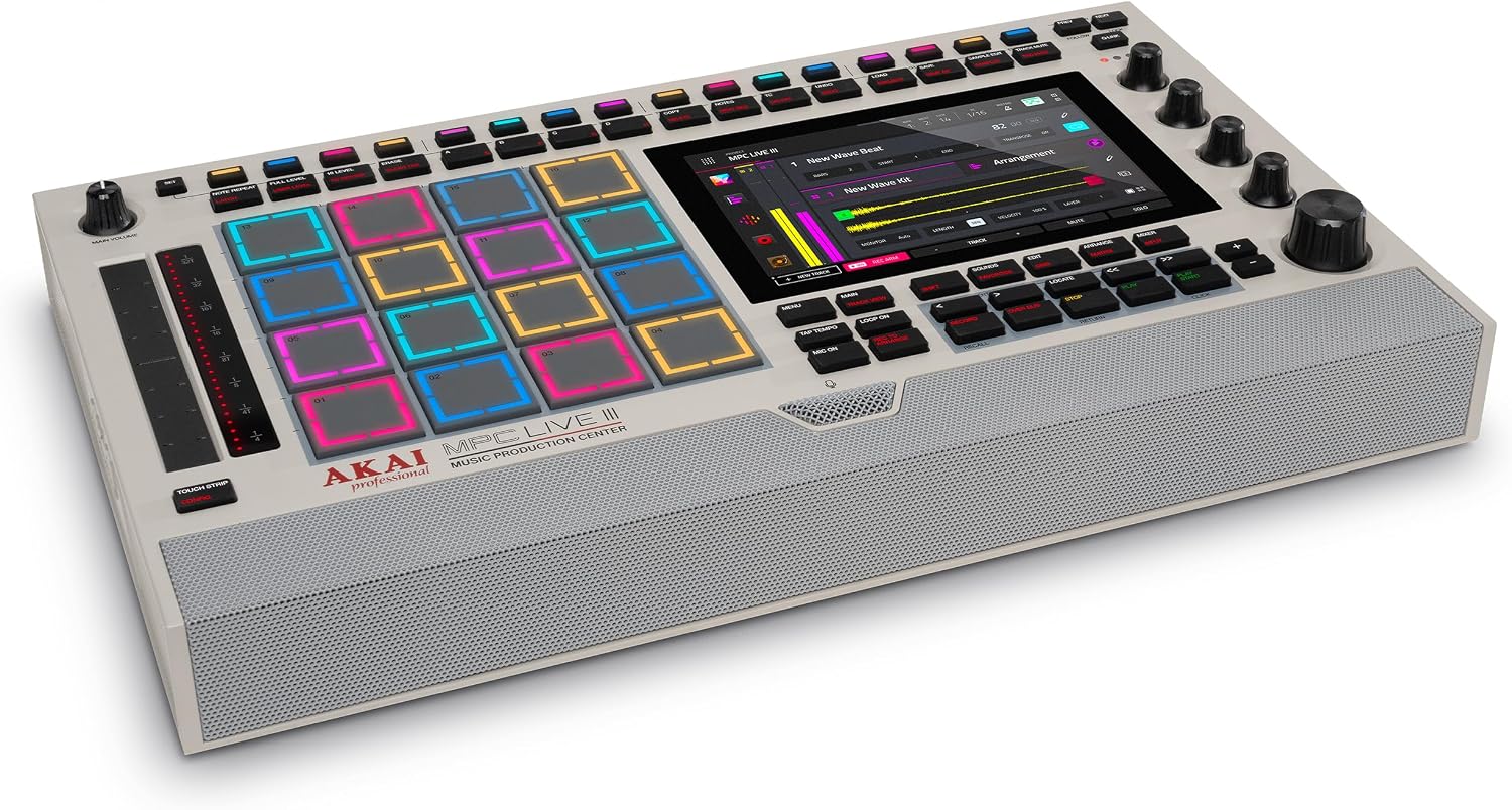 Akai Professional MPC Live III Retro - Standalone Portable Music Production Center with MPCe Pads, Sequencer, Touchscreen, Mic, Stereo Monitors, Audio Interface, Wi-Fi, Bluetooth, Battery, Touchstrip