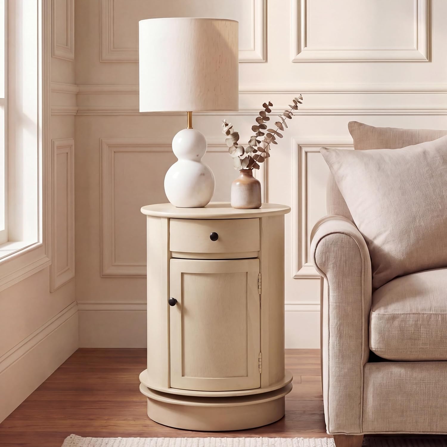 SAFAVIEH Furniture - Tabitha 1-Drawer Accent Table - Sand - Solid Wood - Farmhouse Storage Design - Ideal for Living Room, Entryway, Home Office, 17.7'W x 17.7'D x 26'H - Fully Assembled (AMH5712G)