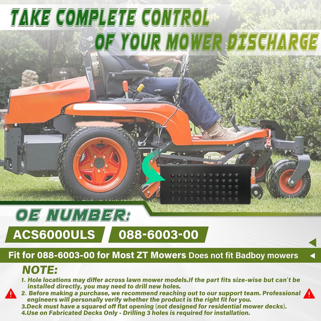 Mower Discharge Shield, ACS6000ULS / 088-6003-00, Advanced Chute System/Chute Blocker for Most ZT Mowers