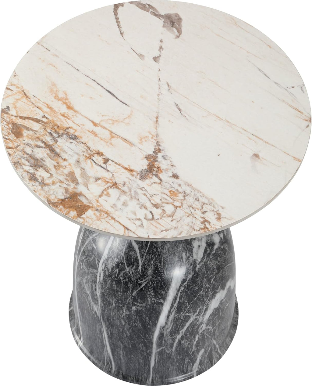 LeisureMod Side Table Round Sintered Stone Top with Modern Stainless Steel Pedestal Base, Chic Accent End Table for Home, Living Room Sofa, Oslo Series in Grey