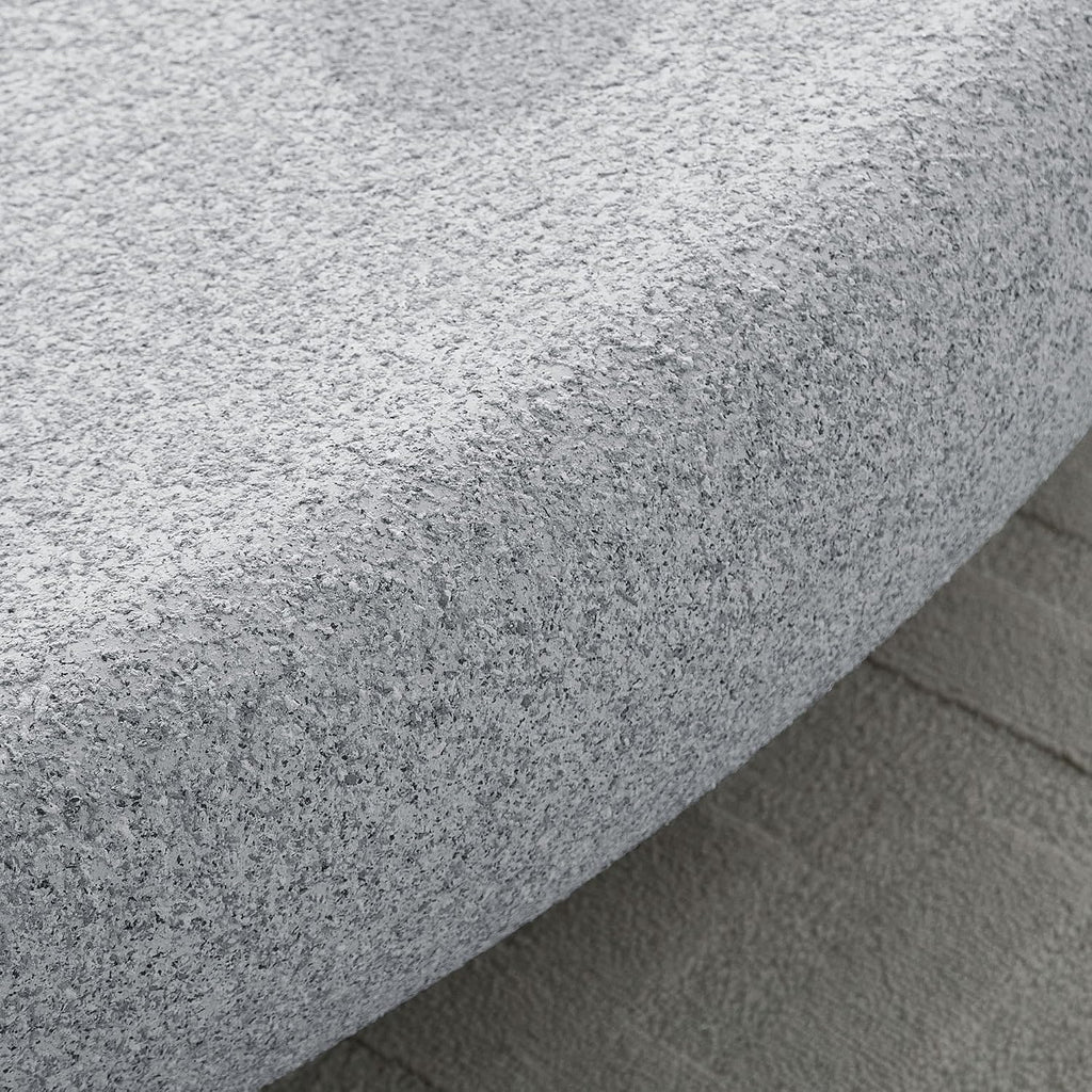55.12' Modern Faux Stone Coffee Table for Living Room, Fiberglass Minimalist Accent Center Table, Oval Stone Tea Table for Office, Apartment, No Need Assembly, Rock Grey