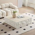 Square Coffee Table for Living Room Modern Center Table for Apartment, No Need Assembly (Fiberglass 35.43'' Cement Stone Pattern)